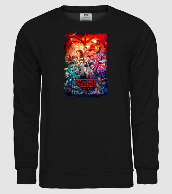 stranger things tribute poster2 model negru pe tricou