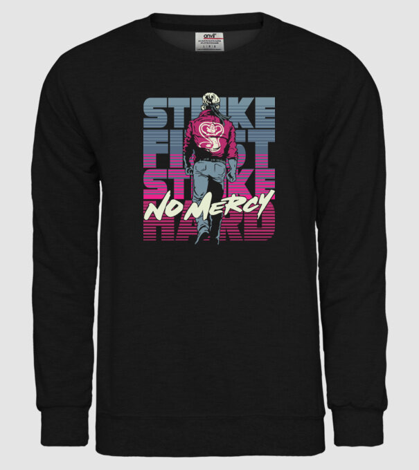 Strike first strike hard neon model negru pe tricou