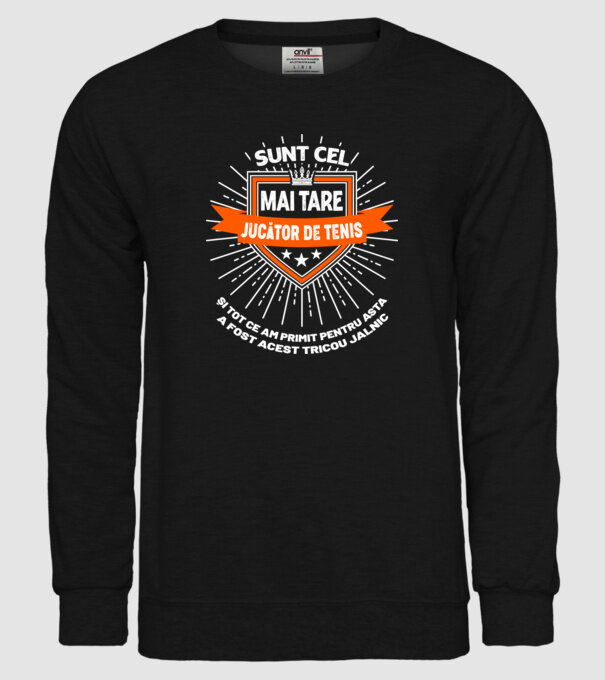 Sunt cel mai tare_JUCĂTOR DE TENIS model negru pe tricou