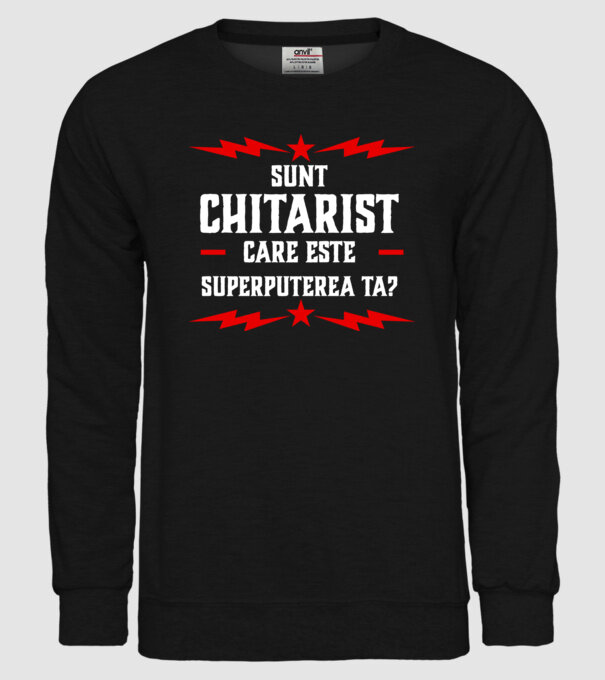 sunt chitarist, care este superputerea ta? model negru pe tricou