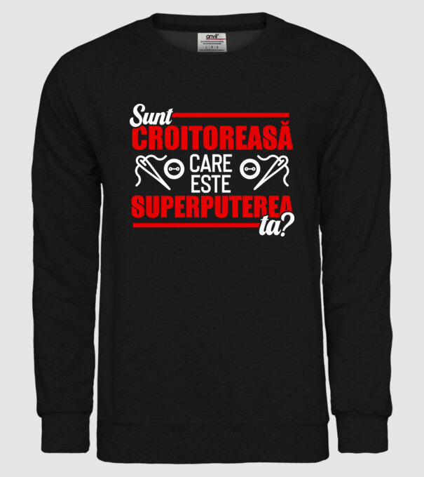 sunt croitoreasă, care este superputerea ta D1995486 model negru pe tricou
