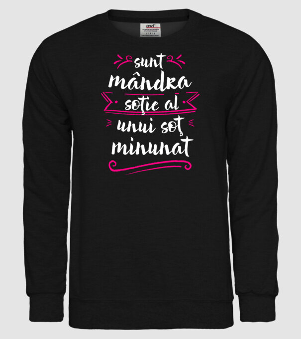 Sunt mândra soție a unui soț minunat model negru pe tricou