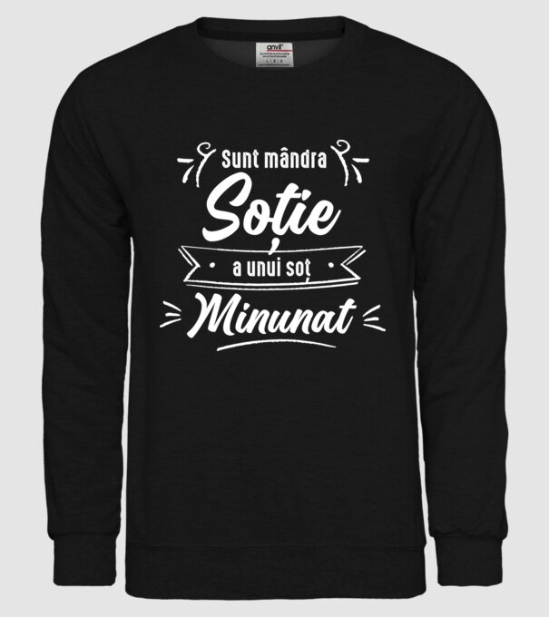 Sunt mândra soție a unui soț minunat model negru pe tricou