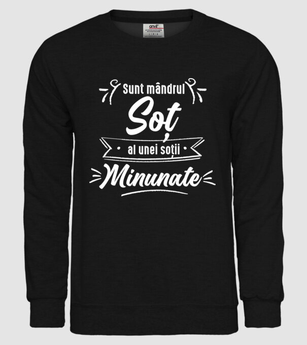 Sunt mândrul soț al unei soții minunate model negru pe tricou