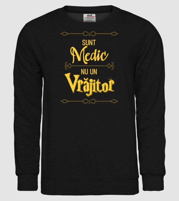 Sunt medic, nu un vrăjitor model negru pe tricou