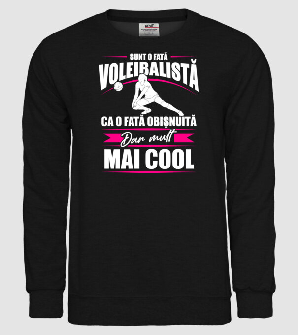 sunt o fată voleibalistă, ca o fată obișnuită, dar mult mai cool model negru pe tricou