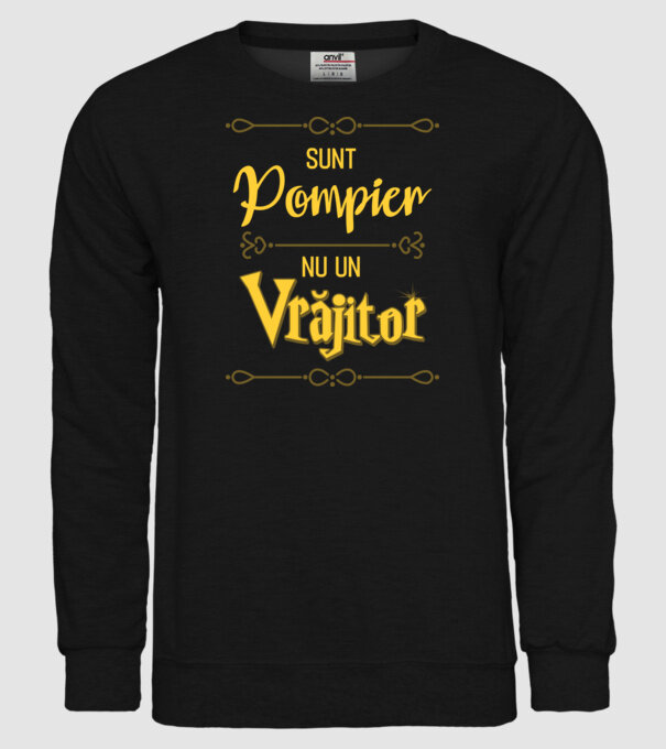 Sunt pompier, nu un vrăjitor model negru pe tricou