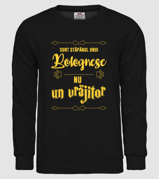 sunt stăpânul unui bolognese, nu un vrăjitor model negru pe tricou
