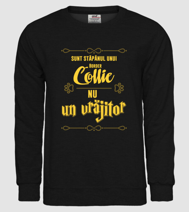 sunt stăpânul unui border collie, nu un vrăjitor model negru pe tricou