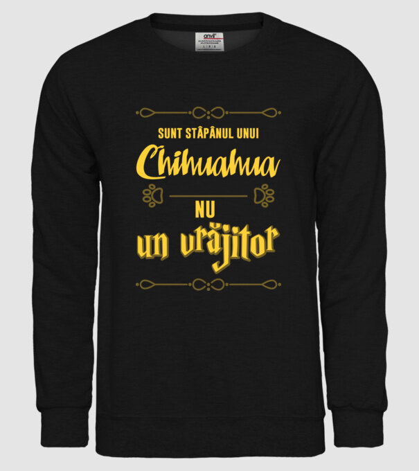 sunt stăpânul unui chihuahua, nu un vrăjitor model negru pe tricou