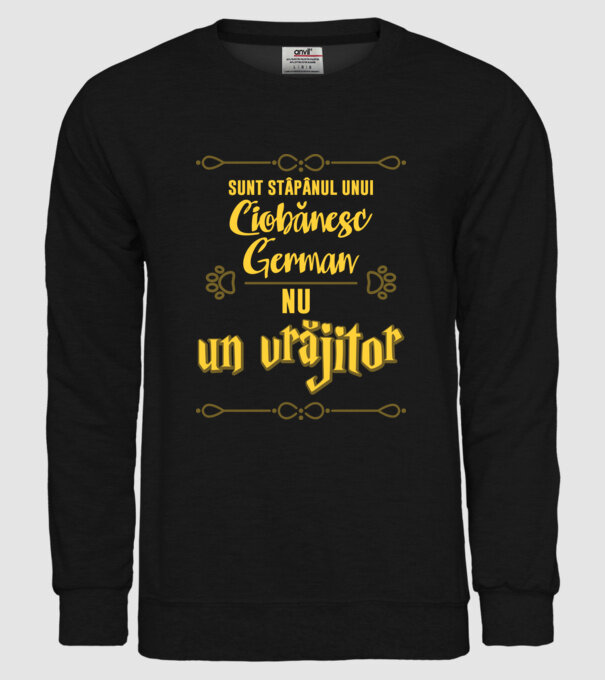 sunt stăpânul unui ciobănesc german, nu un vrăjitor model negru pe tricou