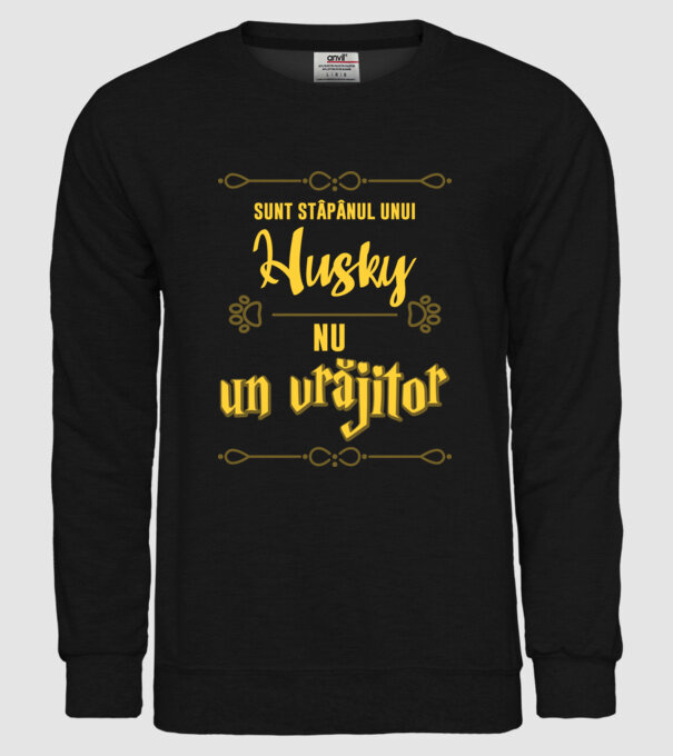 sunt stăpânul unui husky, nu un vrăjitor model negru pe tricou