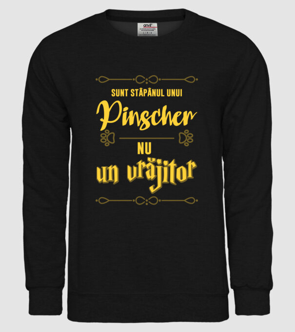 sunt stăpânul unui pinscher, nu un vrăjitor model negru pe tricou