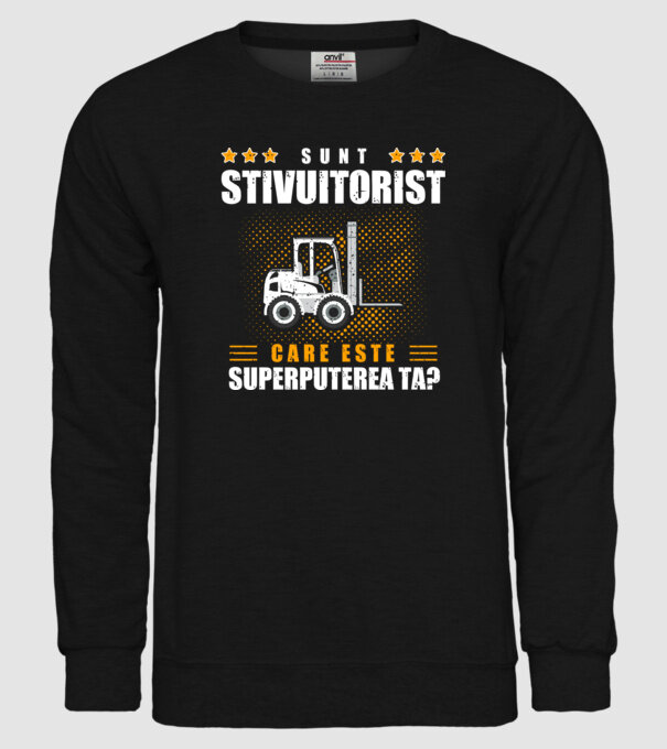 Sunt stivuitorist, care este superputerea ta model negru pe tricou