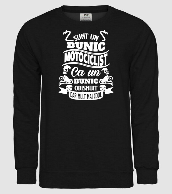 Sunt un bunic motociclist, ca un bunic obișnuit, dar mult mai cool model negru pe tricou