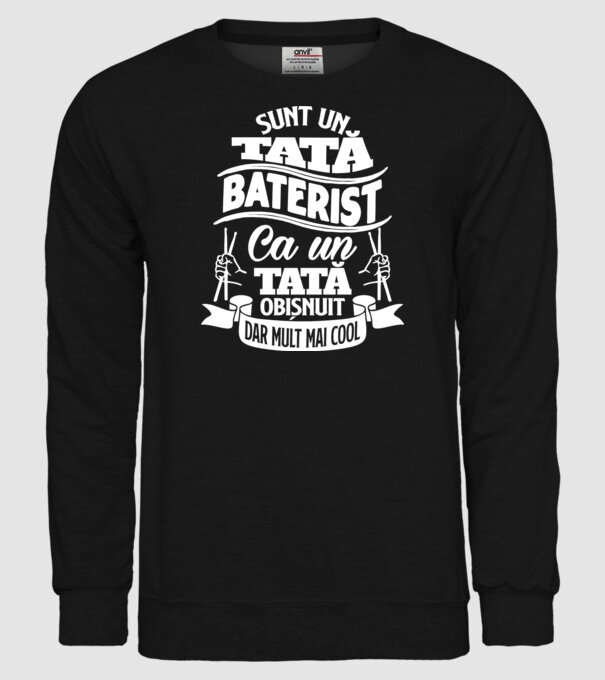 Sunt un tată baterist, ca un tată obișnuit, dar mult mai cool model negru pe tricou