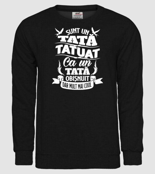 Sunt un tată tatuat, ca un tată normal, dar mult mai cool 02 model negru pe tricou