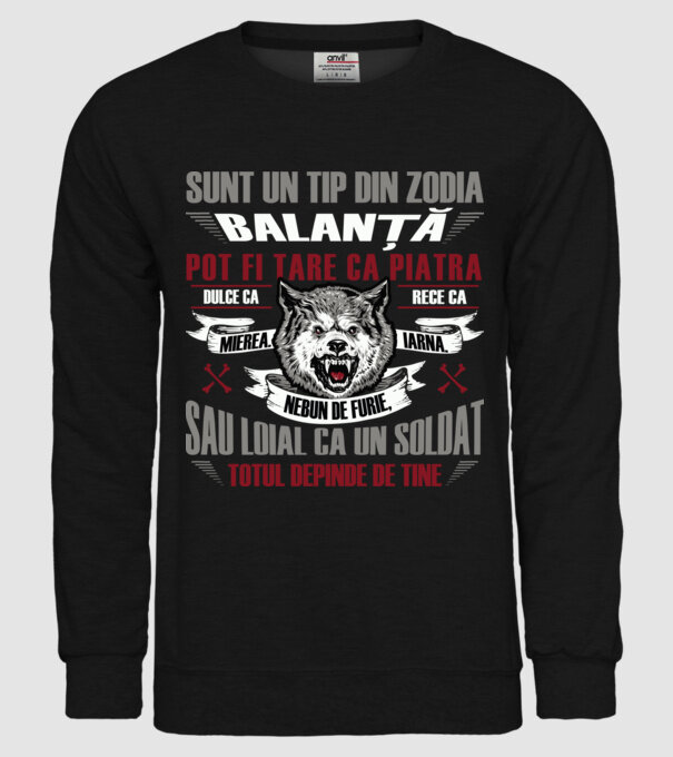 Sunt un tip din zodia Balanță model negru pe tricou