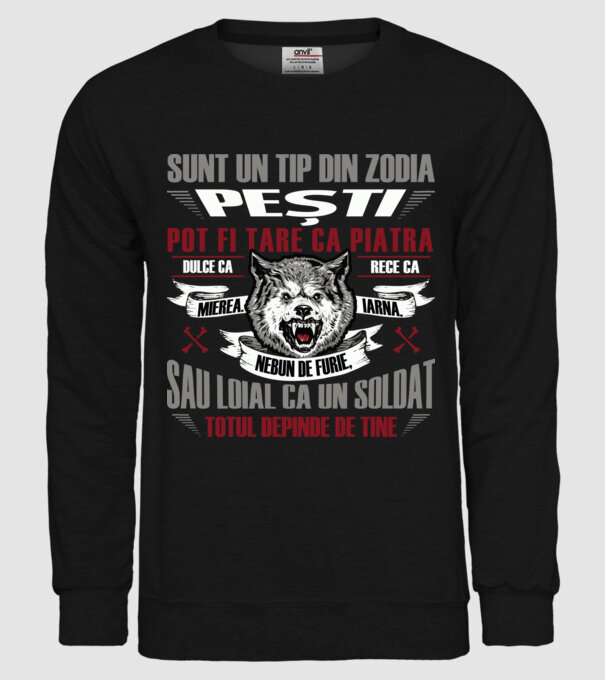 Sunt un tip din zodia Pești model negru pe tricou