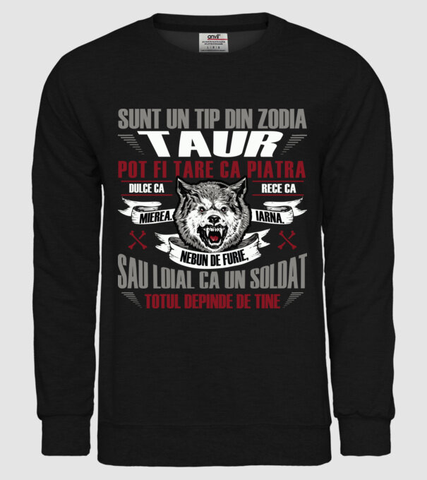 Sunt un tip din zodia Taur model negru pe tricou