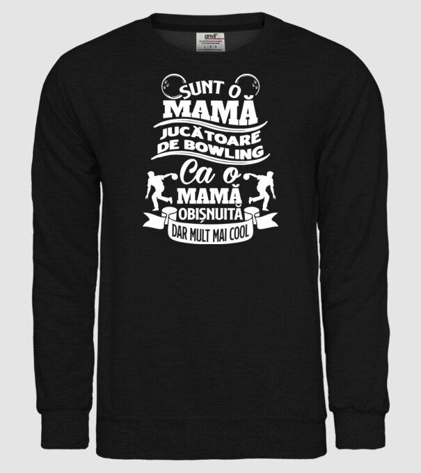 sunt o mamă jucătoare de bowling, ca o mamă obișnuită, dar mult mai cool model negru pe tricou