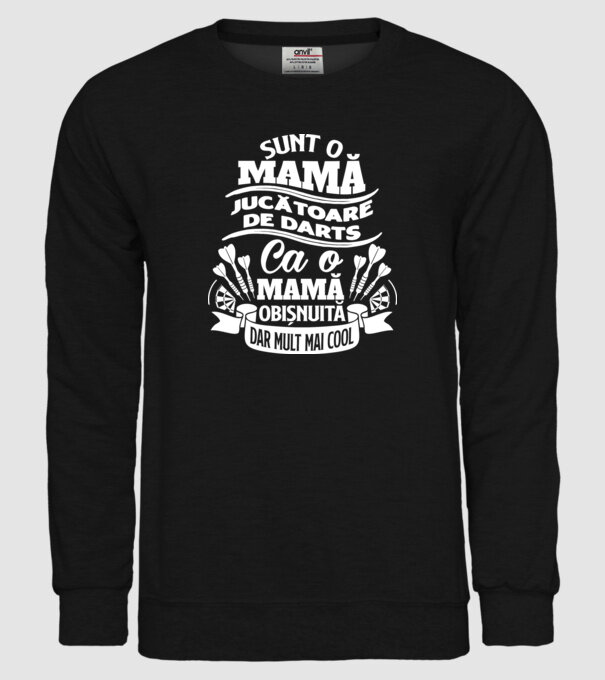 Sunt o mamă jucătoare de darts, ca o mamă obișnuită, dar mult mai cool model negru pe tricou