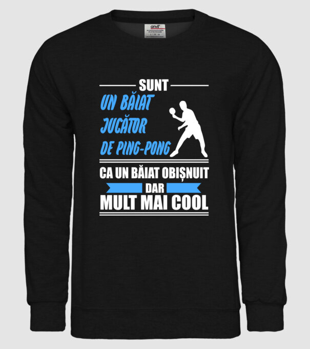 sunt un băiat jucător ping-pong, ca un băiat obișnuit, dar mult mai cool model negru pe tricou
