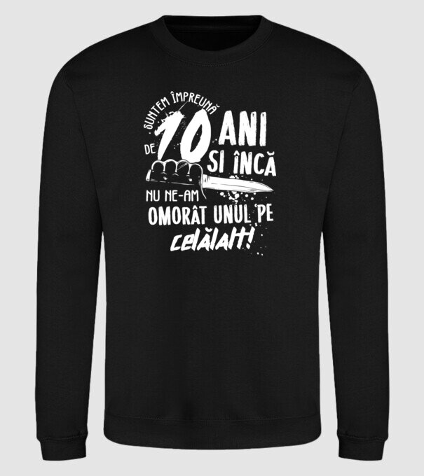Suntem împreună de 10 ani model negru pe tricou