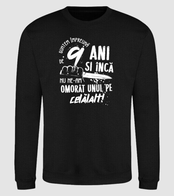 Suntem împreună de 9 ani model negru pe tricou