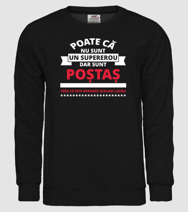 Supererou poştaş model negru pe tricou