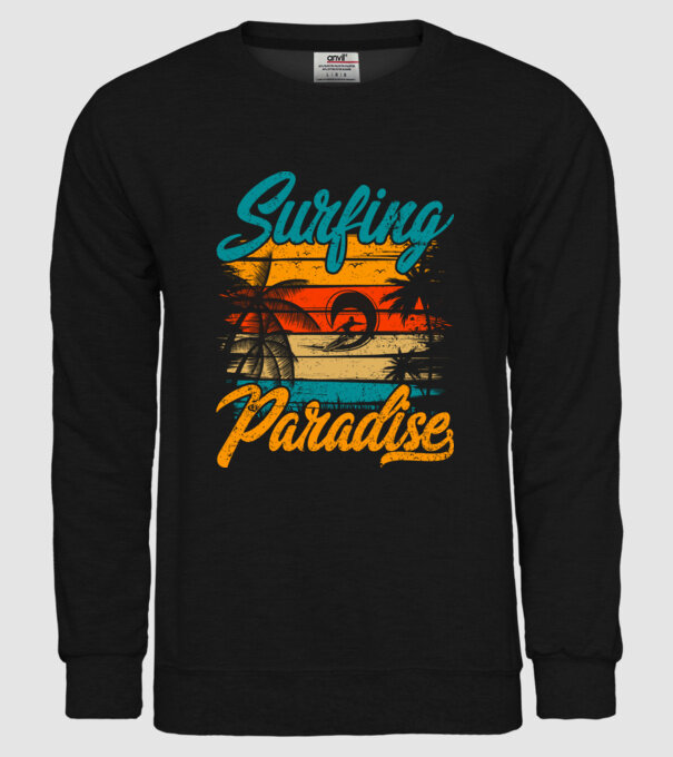 Surfing Paradise model negru pe tricou