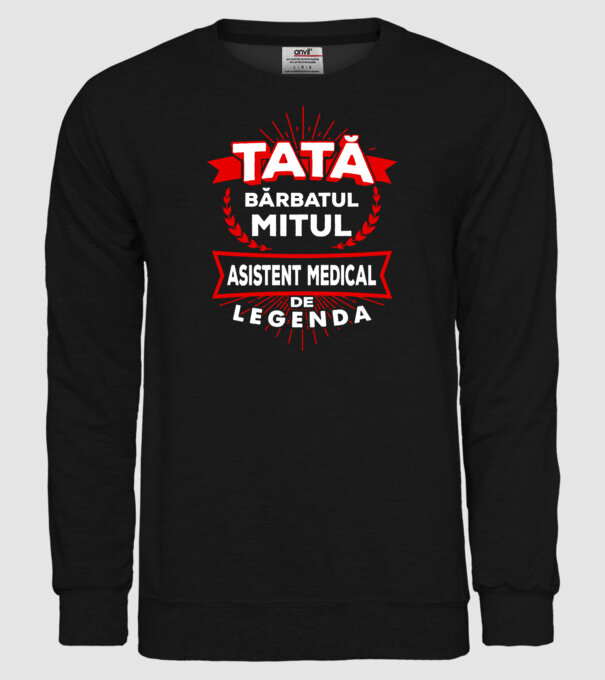 Tată - bărbatul, mitul, asistent medical de legendă model negru pe tricou