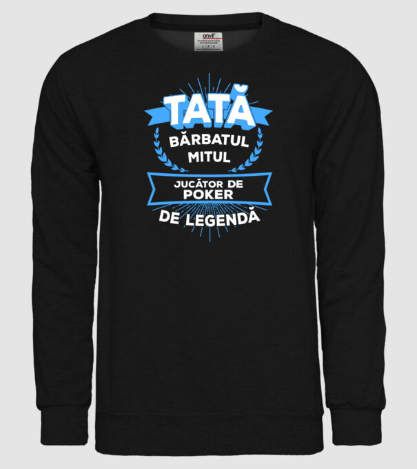 TATĂ - bărbatul, mitul, jucător poker de legendă model negru pe tricou