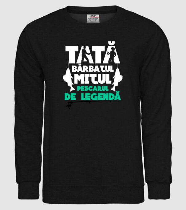 Tată - bărbatul, mitul, pescarul de legendă model negru pe tricou