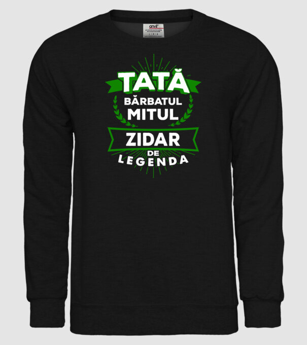 Tată - bărbatul, mitul, zidar de legendă model negru pe tricou