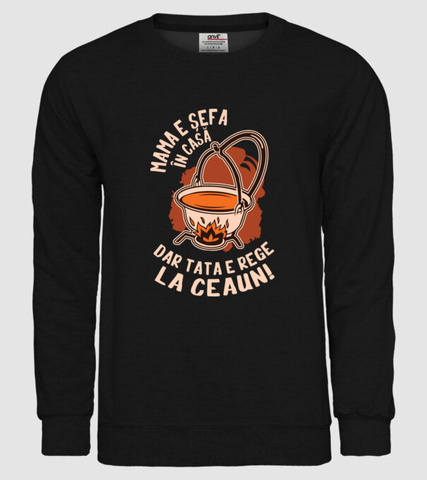 Mama e șefa în casă, dar tata e rege la ceaun! model negru pe tricou