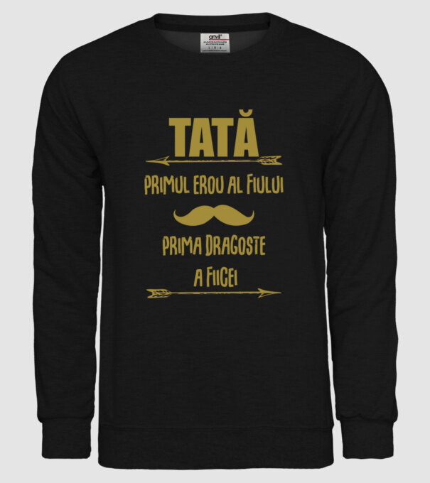 Tată - primul erou al fiului, prima dragoste a fiicei model negru pe tricou