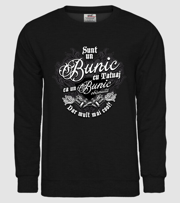 Sunt un bunic cu tatuaj, ca un bunic obișnuit, dar mult mai cool! model negru pe tricou
