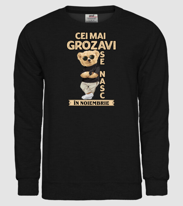 Teddy cel cool noiembrie model negru pe tricou