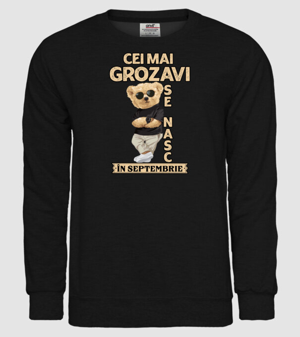 Teddy cel cool Septembrie model negru pe tricou