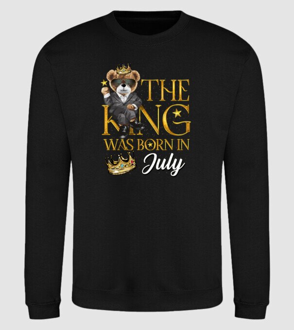 The king was born int JULY model negru pe tricou