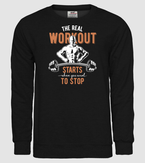 The Real Workout model negru pe tricou