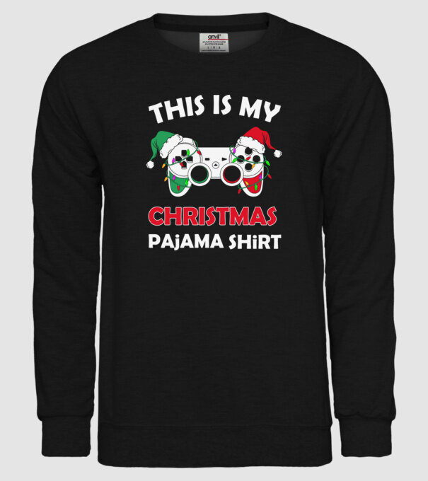 This is my christmas pajama model negru pe tricou