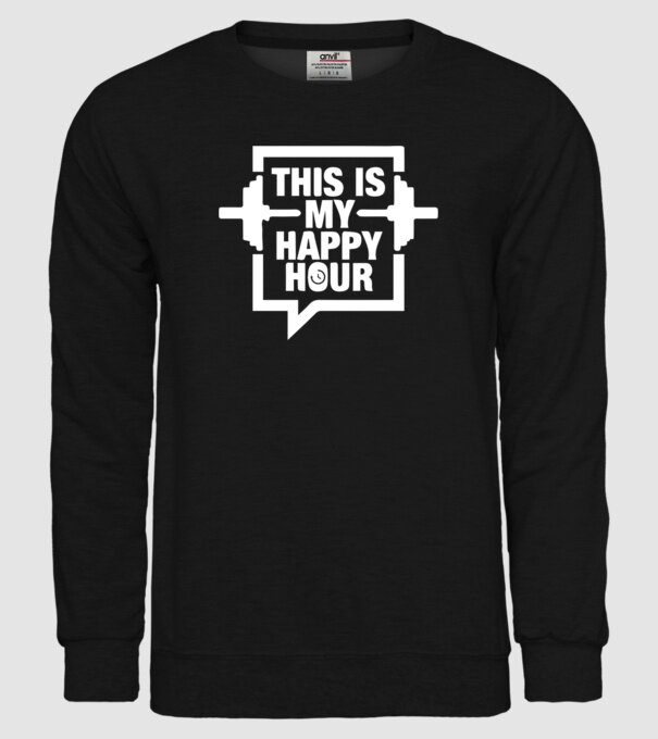 this is my happy hour model negru pe tricou