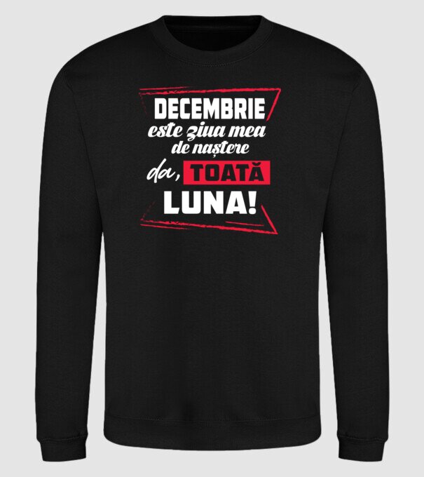 Toată luna DECEMBRIE model negru pe tricou