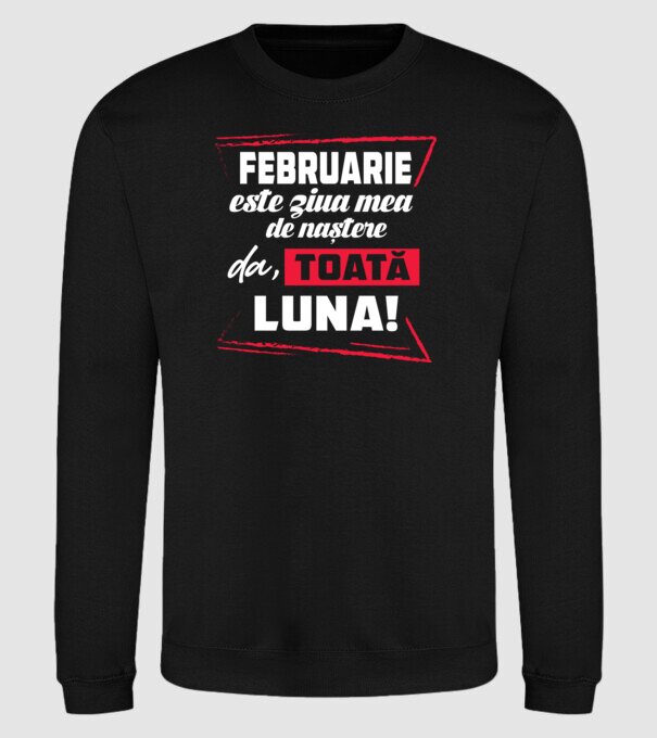 Toată luna FEBRUARIE model negru pe tricou