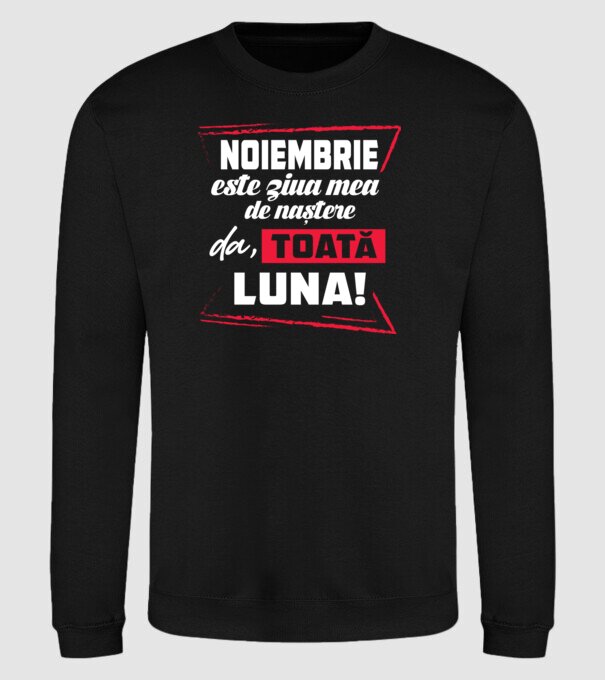 Toată luna NOIEMBRIE model negru pe tricou