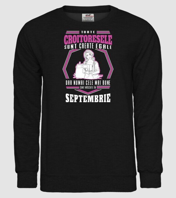 Toate croitoresele septembrie model negru pe tricou