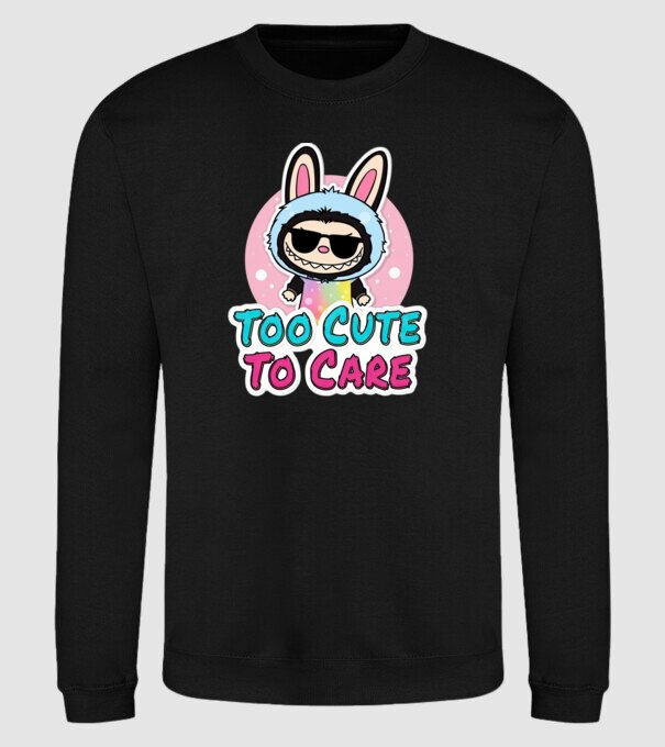 Too cute to care model negru pe tricou