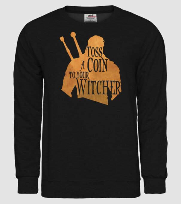 Toss a Coin to your Witcher model negru pe tricou